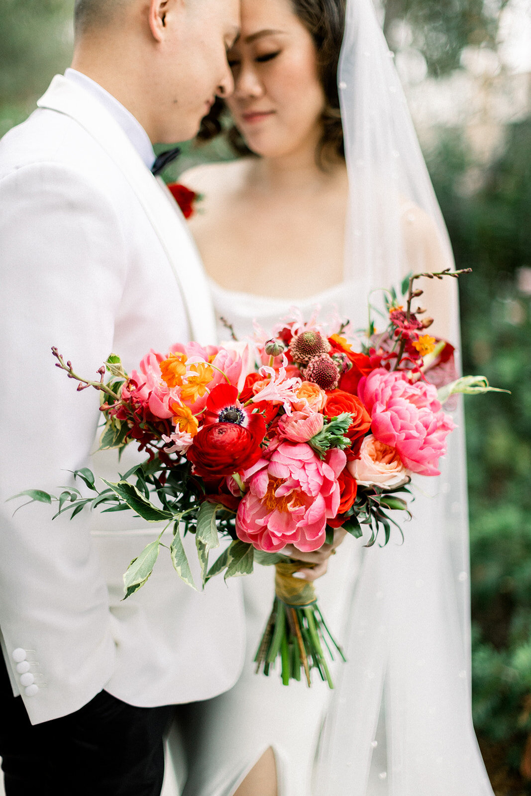 Bridal bouquet with a splash of color